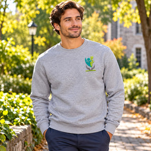 Embroidered Sherbrooke Academy - Unisex Crewneck — lifestyle photograph with original school design