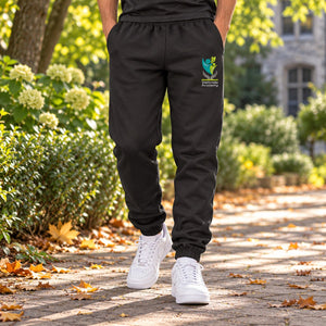 Embroidered Sherbrooke Academy - Unisex Sweatpants — lifestyle photograph with original school design