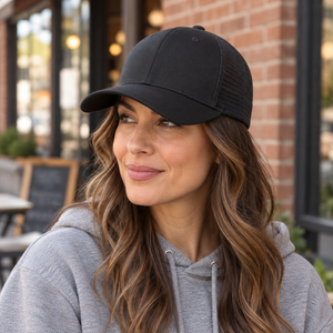 Flexfit 110M 110® Mesh-Back Cap in Black, lifestyle view