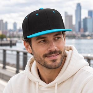 Flexfit 110F 110® Snapback Cap in Black / Teal, lifestyle view