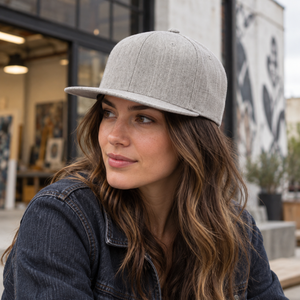 Flexfit 110F 110® Snapback Cap in Heather Grey, lifestyle view
