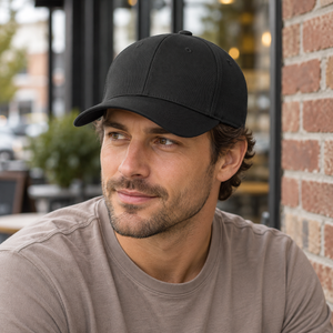Flexfit 6277 Cotton Blend Cap in Black, lifestyle view