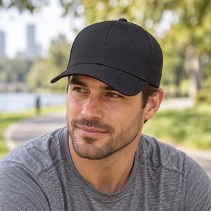 Flexfit 6533 Ultrafiber Mesh Cap in Black, lifestyle view