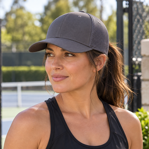 Flexfit 6533 Ultrafiber Mesh Cap in Dark Grey, lifestyle view
