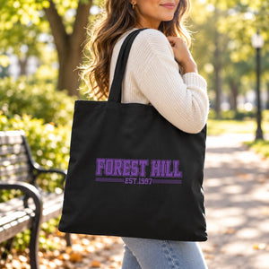 Forest Hill Tote Bag — premium lifestyle photograph with original Forest Hill design