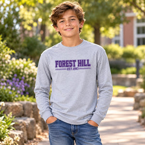 Forest Hill - Unisex Long Sleeve T-shirt — premium lifestyle photograph with original Forest Hill design