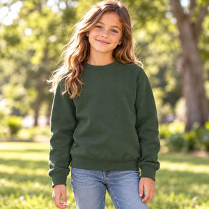 Gildan 18000B Heavy Blend Youth Crewneck — blank garment in a lifestyle setting