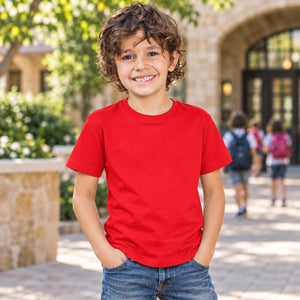 Gildan 5000B Heavy Cotton Youth T-Shirt — blank garment in a lifestyle setting