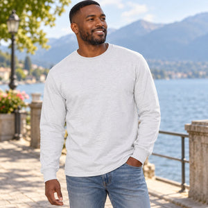 Men's DryBlend® 50/50 Long Sleeve T-Shirt — premium lifestyle photography