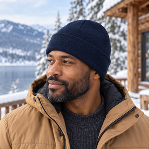 CSW 24/7 H08010 Thermo Fleece-Lined Knit Cuff Toque in Navy — winter lifestyle mockup