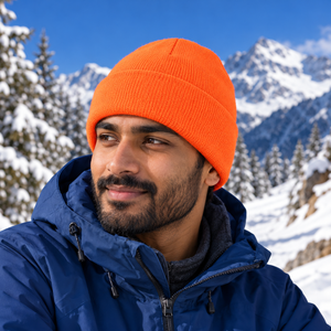CSW 24/7 H08012 Ember Fleece-Lined Knit Cuff Toque in Intense Orange — winter lifestyle mockup