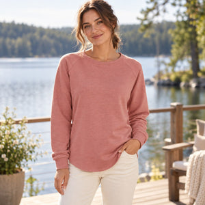 Independent Trading Co. PRM2000 Women's California Wave Wash Crewneck Sweatshirt — undecorated garment in a premium lifestyle setting