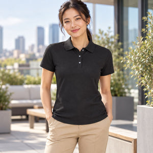 M&O 7007 Women's Soft Touch Polo — undecorated garment in a premium lifestyle setting
