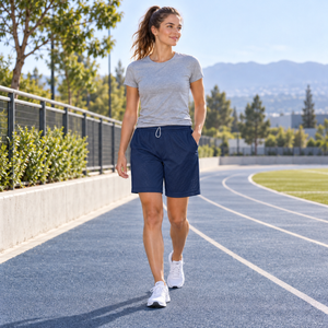CX2 P04485 Turbo Mesh Athletic Shorts with Pockets — Navy lifestyle photo