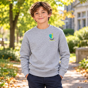 Sherbrooke Academy - Unisex Crewneck — lifestyle photograph with original school design