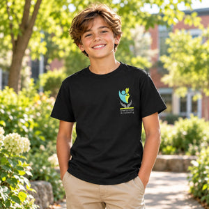 Sherbrooke Academy - Unisex T-shirt — lifestyle photograph with original school design