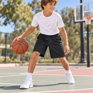 Team 365 TT11SHY Youth Zone Performance Shorts — blank garment in a lifestyle setting