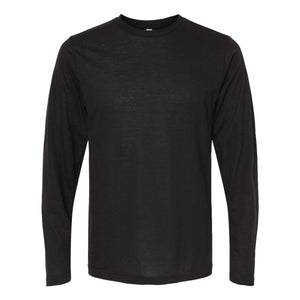 M&O 3520 Poly-Blend Long Sleeve T-Shirt in Black, front view