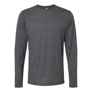 M&O 3520 Poly-Blend Long Sleeve T-Shirt in Heather Charcoal, front view