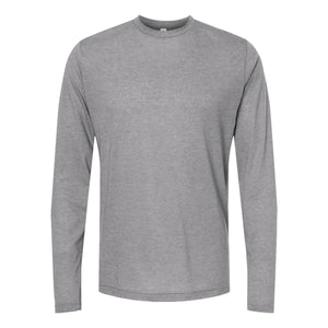 M&O 3520 Poly-Blend Long Sleeve T-Shirt in Heather Grey, front view