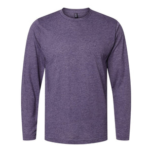 M&O 3520 Poly-Blend Long Sleeve T-Shirt in Heather Purple, front view