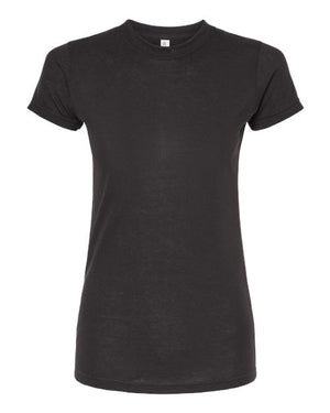 M&O 3540 Women's Deluxe Blend T-Shirt in Black, supplier front view