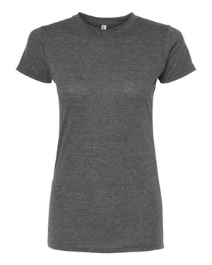 M&O 3540 Women's Deluxe Blend T-Shirt in Heather Charcoal, supplier front view