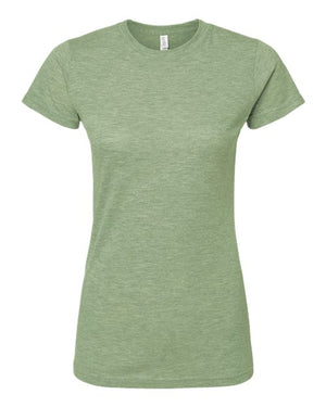 M&O 3540 Women's Deluxe Blend T-Shirt in Heather Green, supplier front view