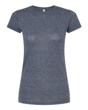 M&O 3540 Women's Deluxe Blend T-Shirt in Heather Navy, supplier front view