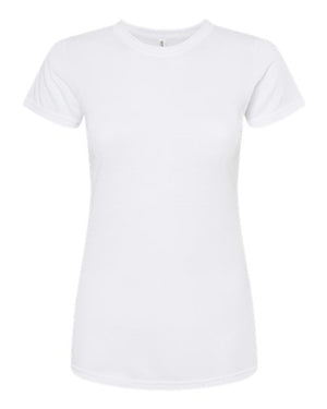 M&O 3540 Women's Deluxe Blend T-Shirt in Heather White, supplier front view