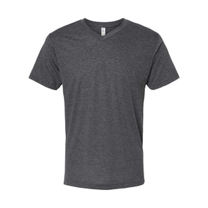 M&O 3543 Deluxe Blend V-Neck T-Shirt in Heather Charcoal, front view