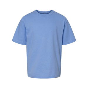 M&O 3544 Youth Deluxe Blend T-Shirt in Heather Blue, front view
