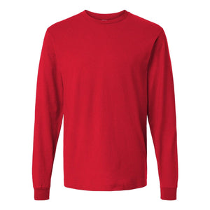 M&O 4501 Fine Jersey Long Sleeve T-Shirt in Fine Red, front view