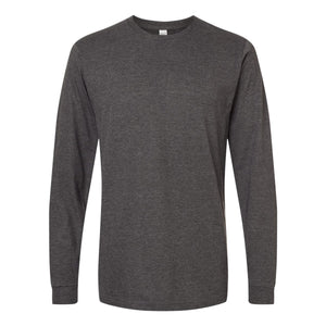 M&O 4501 Fine Jersey Long Sleeve T-Shirt in Heather Charcoal, front view