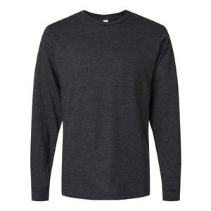 M&O 4501 Fine Jersey Long Sleeve T-Shirt in Heather Graphite, front view