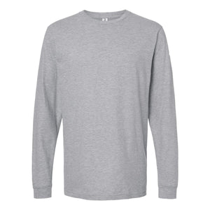 M&O 4501 Fine Jersey Long Sleeve T-Shirt in Heather Grey, front view