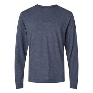 M&O 4501 Fine Jersey Long Sleeve T-Shirt in Heather Navy, front view
