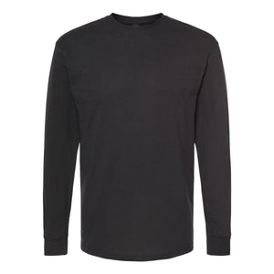 M&O 4820 Unisex Gold Soft Touch Long Sleeve T-Shirt in Black, front view