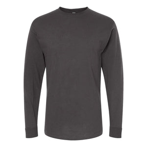 M&O 4820 Unisex Gold Soft Touch Long Sleeve T-Shirt in Charcoal, front view