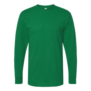 M&O 4820 Unisex Gold Soft Touch Long Sleeve T-Shirt in Fine Kelly Green, front view