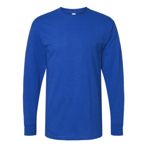 M&O 4820 Unisex Gold Soft Touch Long Sleeve T-Shirt in Royal, front view