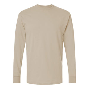 M&O 4820 Unisex Gold Soft Touch Long Sleeve T-Shirt in Sand, front view