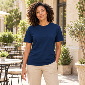 M&O 5500 Ring-Spun Cotton T-Shirt, Deep Navy lifestyle view