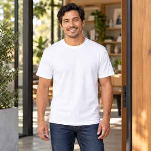 M&O 5500 Ring-Spun Cotton T-Shirt, White lifestyle view