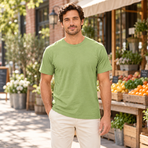 M&O 6500M Unisex Vintage Garment-Dyed T-Shirt, Aloe lifestyle view