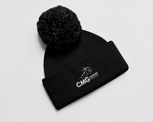 Tuque équestre à revers CMG avec POM POM - Brodée