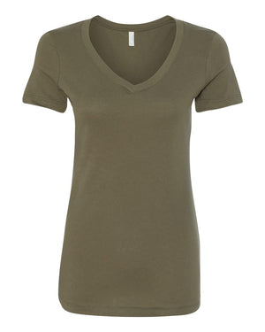 Next Level 1540 Women's Ideal V-Neck Tee in Military Green — supplier front view