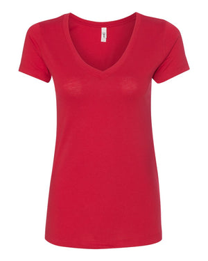 Next Level 1540 Women's Ideal V-Neck Tee in Red — supplier front view