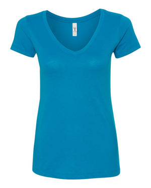 Next Level 1540 Women's Ideal V-Neck Tee in Turquoise — supplier front view