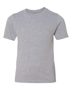 Next Level 3310 Youth Cotton Tee in Heather Grey — supplier front view